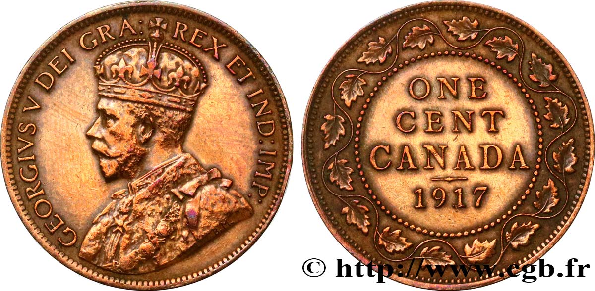 CANADA 1 Cent Georges V 1917  AU 