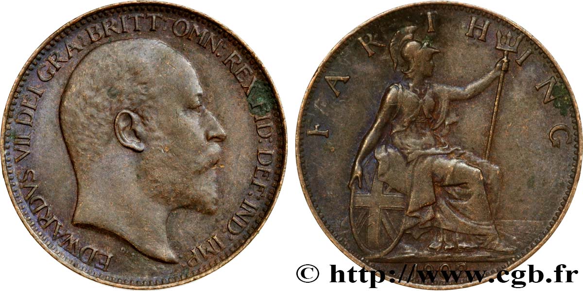 REGNO UNITO 1 Farthing Edouard VII 1902  BB 