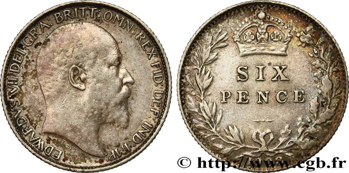 REGNO UNITO 6 Pence Edouard VII 1908  BB 