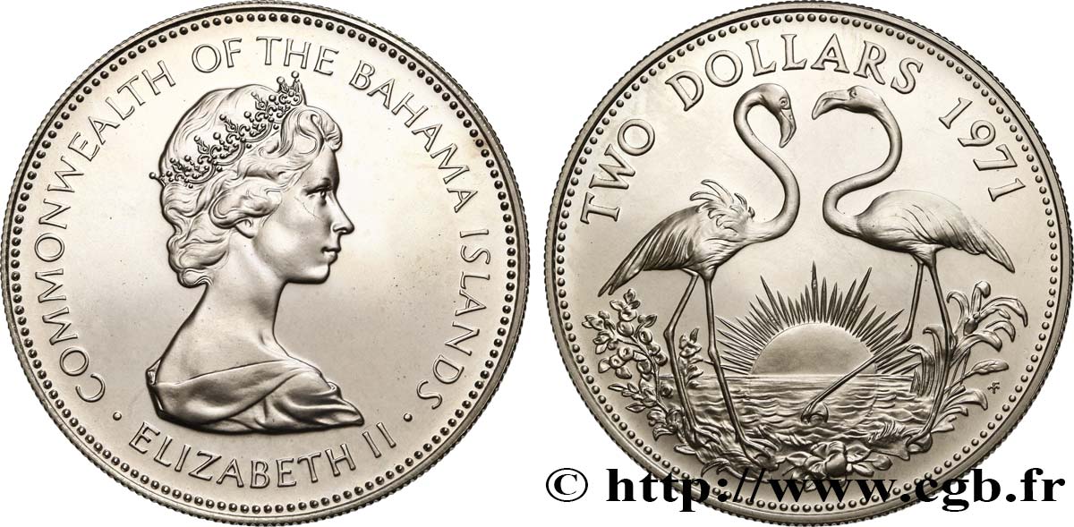 BAHAMAS 2 Dollars Elisabeth II 1971  MS 