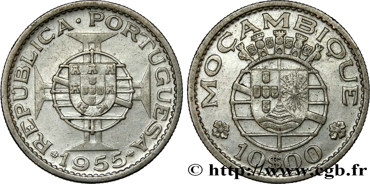 MOZAMBIQUE 10 Escudos colonie portugaise du Mozambique 1955  EBC 