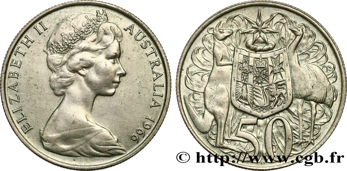 AUSTRALIA 50 Cents Elisabeth II 1966  AU 