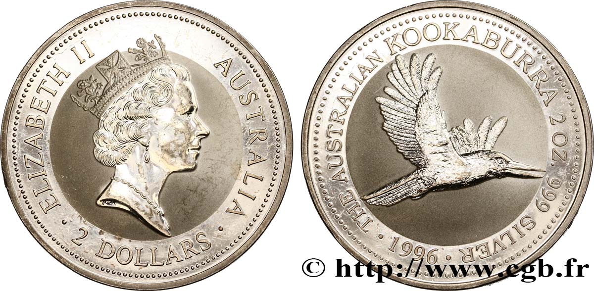 AUSTRALIA 2 Dollars Proof Kookaburra 1996  MS 