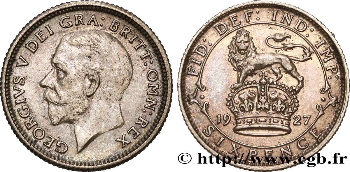 UNITED KINGDOM 6 Pence Georges V 1927  AU 