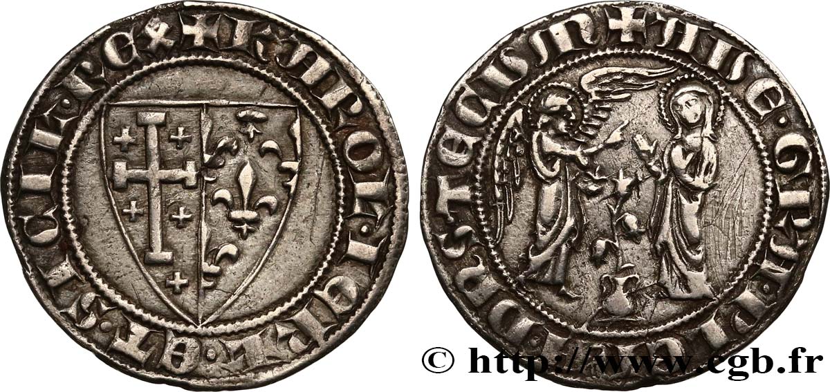ITALY - KINGDOM OF NAPLES - CHARLES I OF ANJOU Salut d argent n.d. Naples AU 