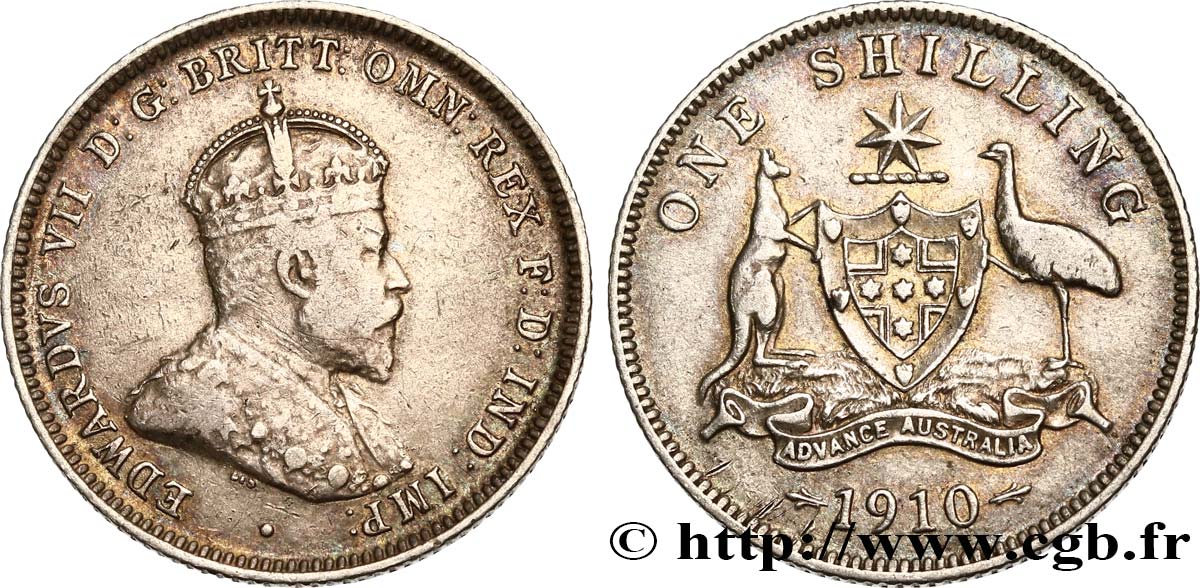 AUSTRALIA 1 Shilling Édouard VII 1910 Londres XF 