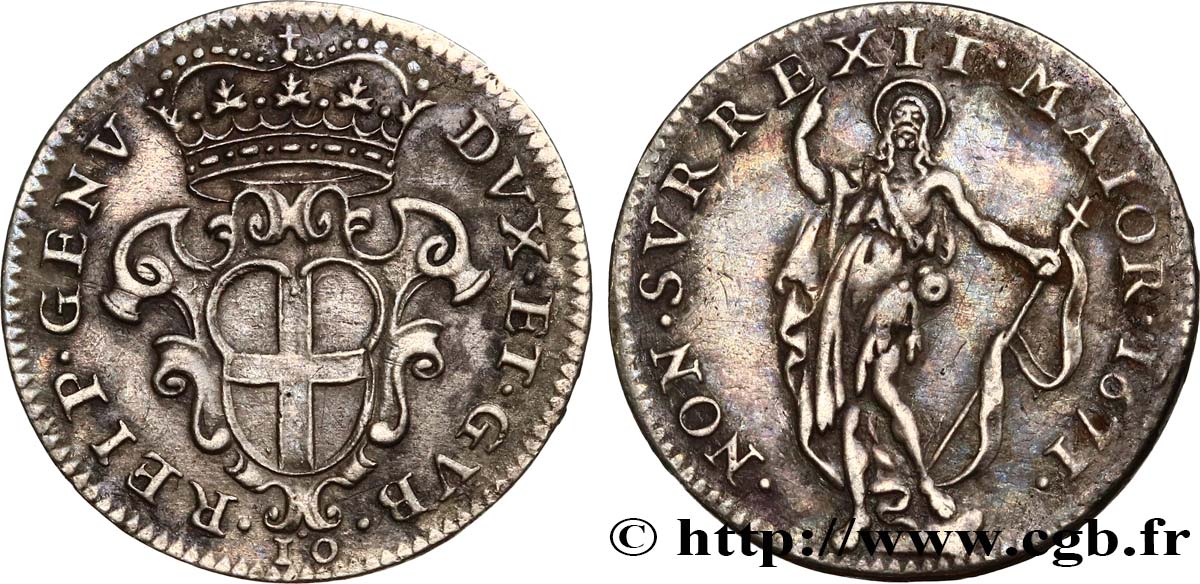 ITALIA - REPUBBLICA DE GENOVA 10 Soldi 1671  q.SPL/BB 
