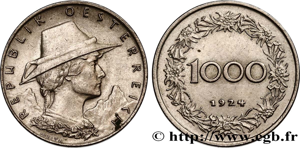 AUSTRIA 1000 Kronen 1924  EBC 