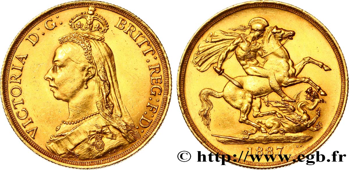 ROYAUME-UNI 2 Livres Victoria “buste du jubilé” 1887 Londres SUP/TTB+ 
