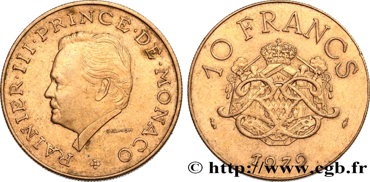 MONACO 10 Francs Rainier III  1979 Paris SUP 