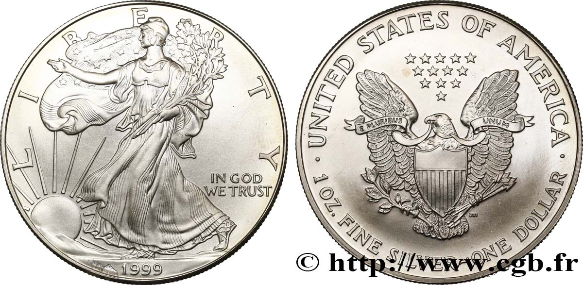 STATI UNITI D AMERICA 1 Dollar type Silver Eagle 1999 Philadelphie MS 