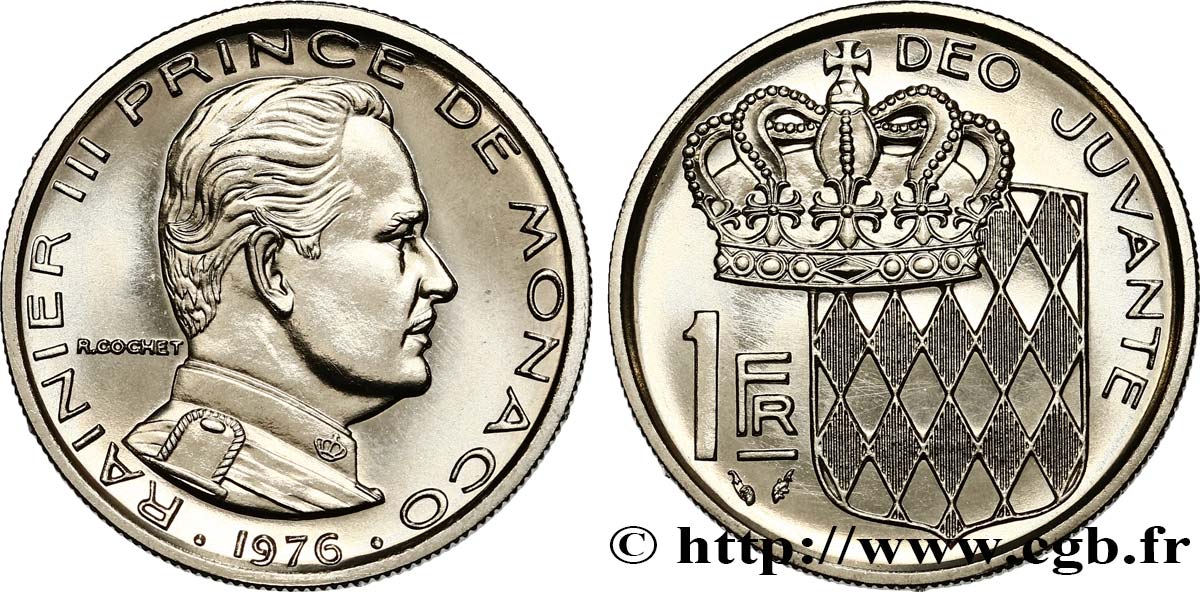 MONACO 1 Franc Rainier III 1976 Paris SPL 