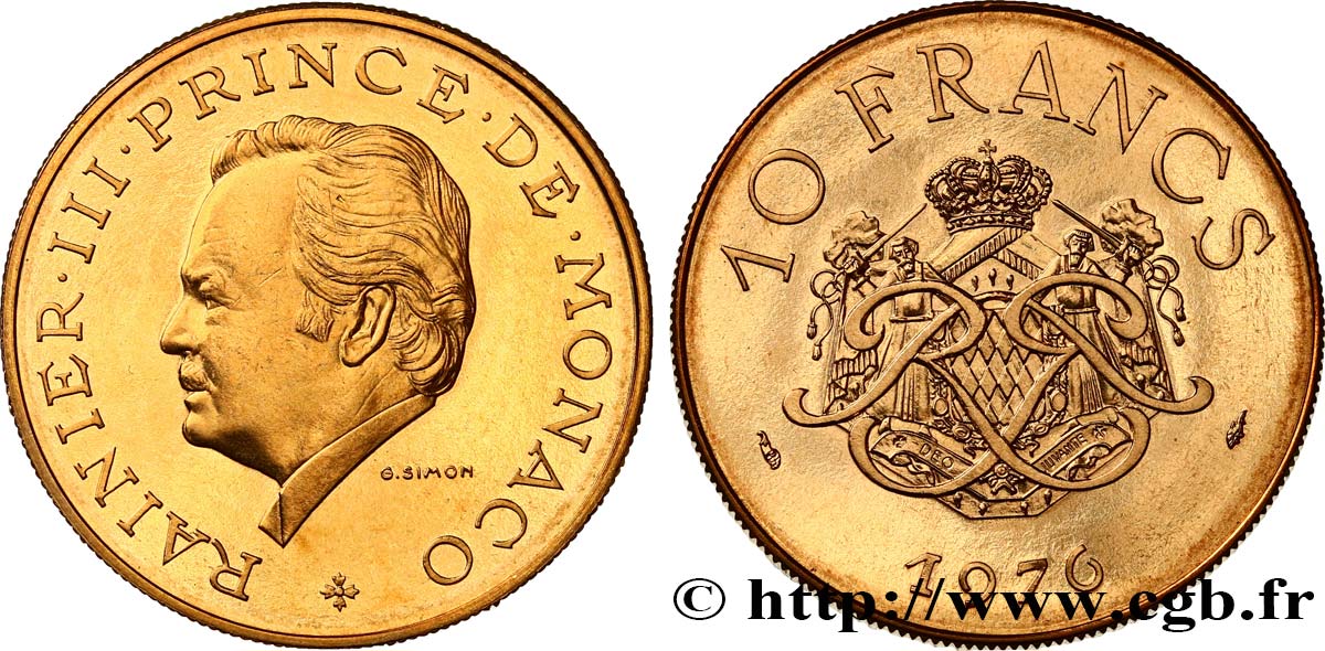 MONACO 10 Francs Rainier III 1976 Paris MS 