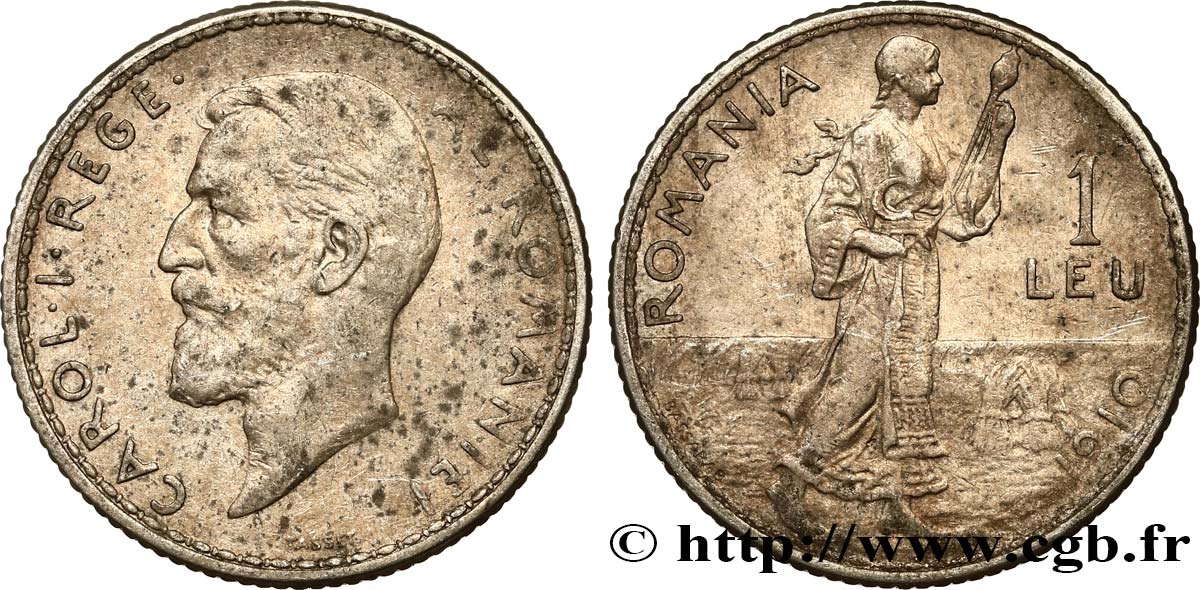 ROMANIA 1 Leu Charles Ier 1910  XF 