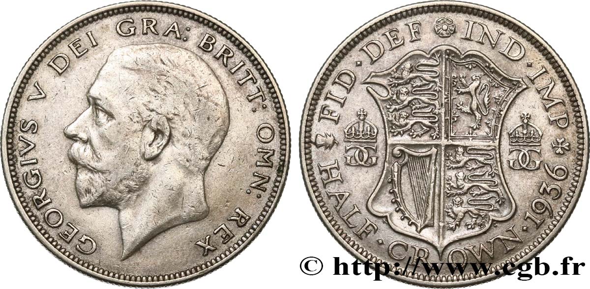 REINO UNIDO 1/2 Crown Georges V 1936  BC+ 