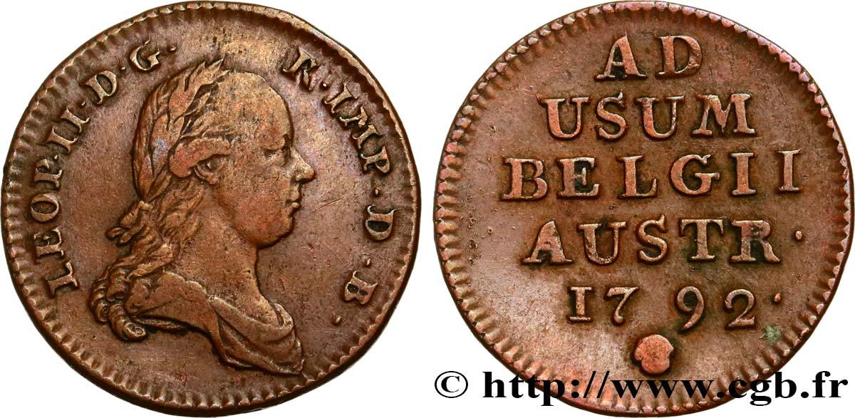 BELGIQUE - PAYS-BAS AUTRICHIENS 1 Liard Léopold II 1792 Bruxelles TTB 
