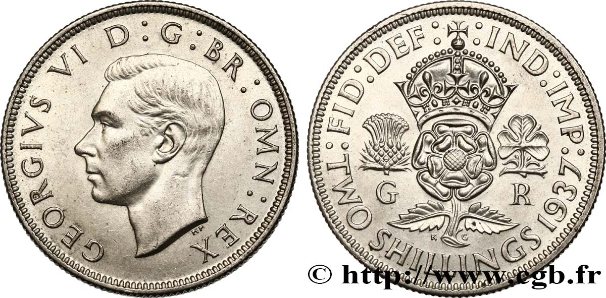 REINO UNIDO 1 Florin (2 Shillings) Georges VI 1937 Londres EBC/SC 