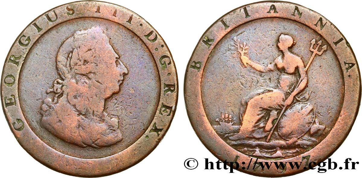 UNITED KINGDOM 1 Penny Georges III 1797 Soho VF 