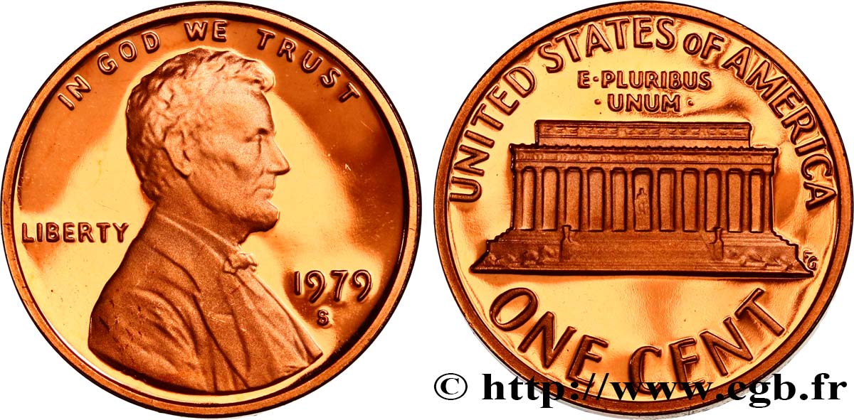 UNITED STATES OF AMERICA 1 Cent Proof Lincoln / mémorial 1979 San Francisco MS 