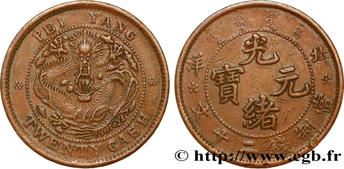 CHINA 20 Cash province de Chihli (Zhili) (1906) Peiyang XF 