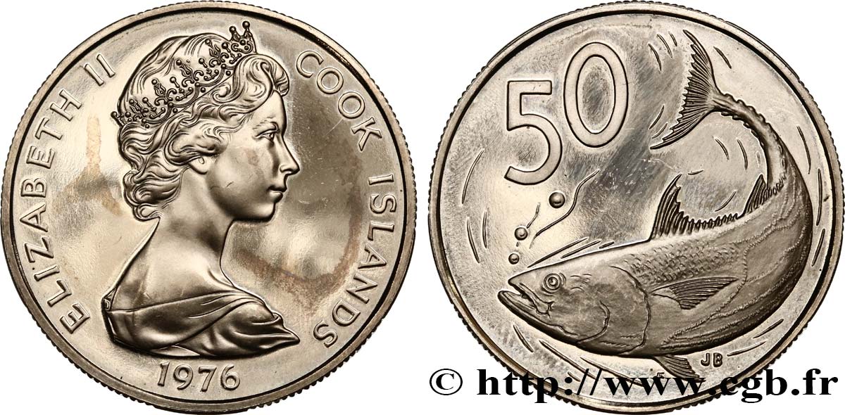 COOK ISLANDS 50 Cents Proof Élisabeth II 1976  MS 