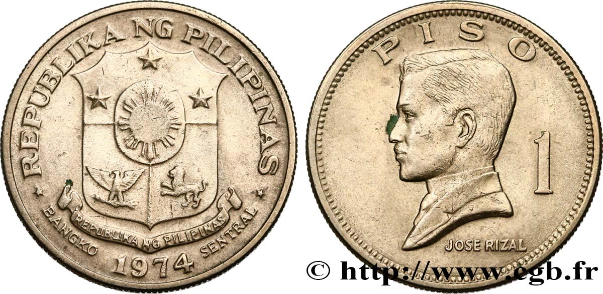 PHILIPPINES 1 Piso Jose Rizal 1974  AU 