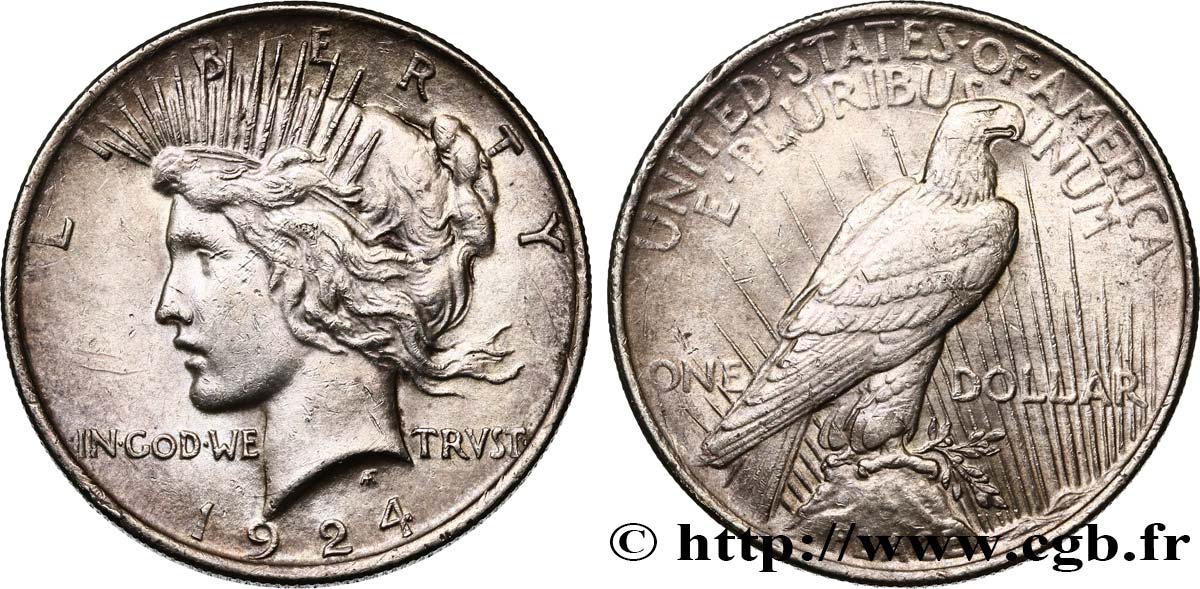 ESTADOS UNIDOS DE AMÉRICA 1 Dollar type Peace 1924 Philadelphie MBC+ 
