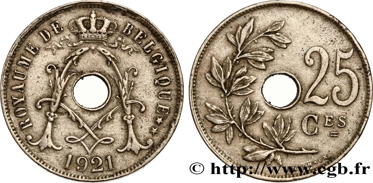 BELGIEN 25 Centimes 1921  fVZ 