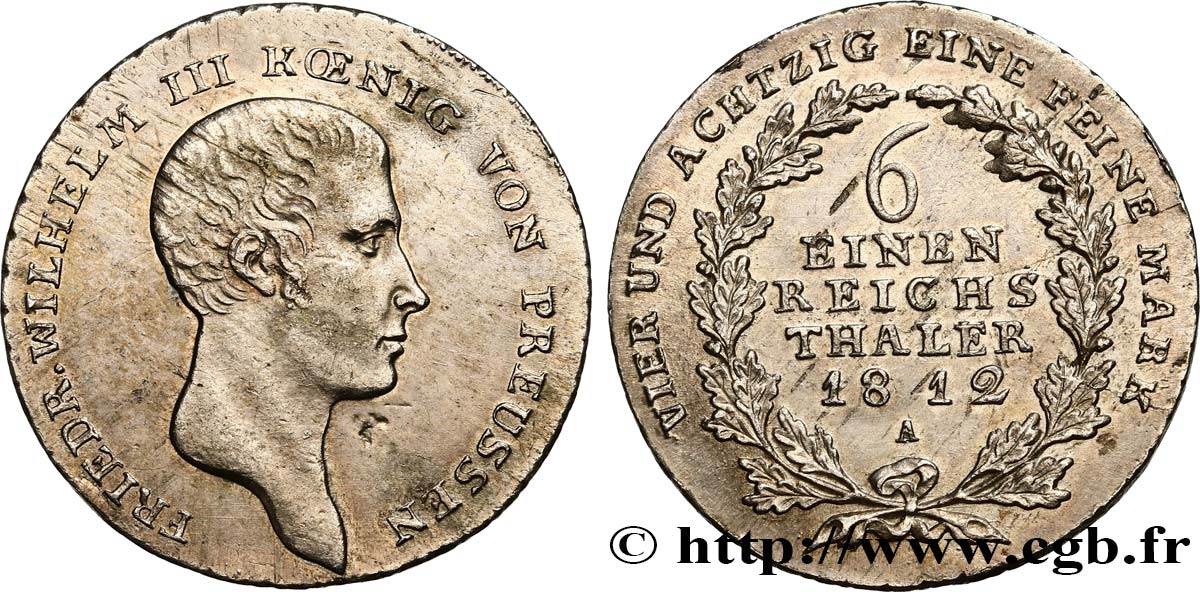 GERMANY - PRUSSIA 1/6 Thaler Frédéric-Guillaume III 1812 Berlin AU 