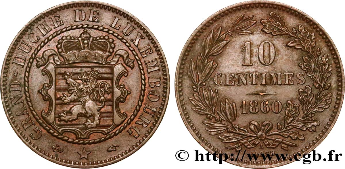LUSSEMBURGO 10 Centimes 1860 Paris SPL 