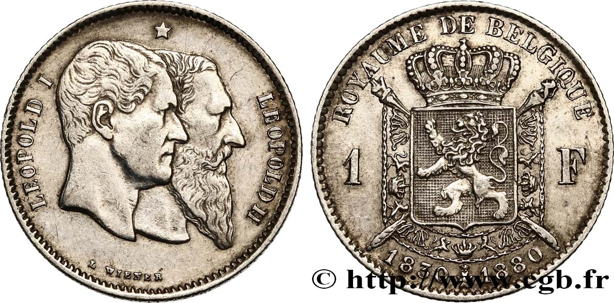 BELGIO 1 Franc 50e anniversaire de l’indépendance 1880  BB/q.SPL 