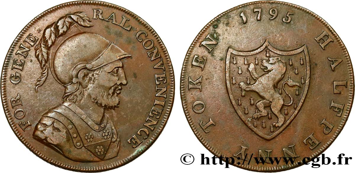 BRITISH TOKENS OR JETTONS 1/2 Penny Middlesex Political & Social Series 1795 Southampton XF 