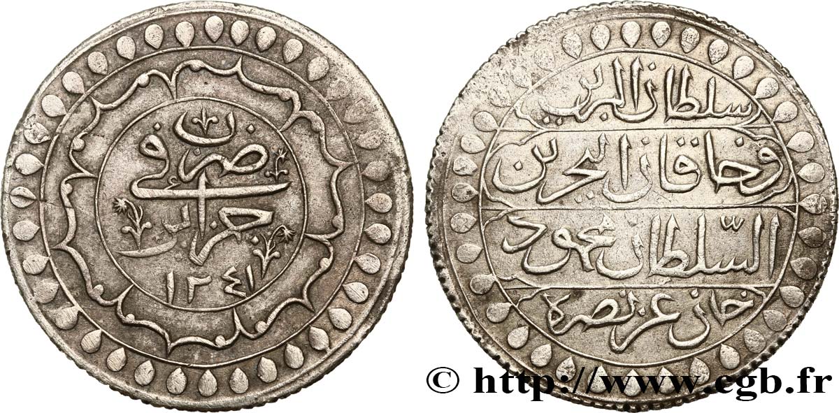 ALGERIA 2 Budju au nom de Mahmud II AH 1241 1826 Alger BB 