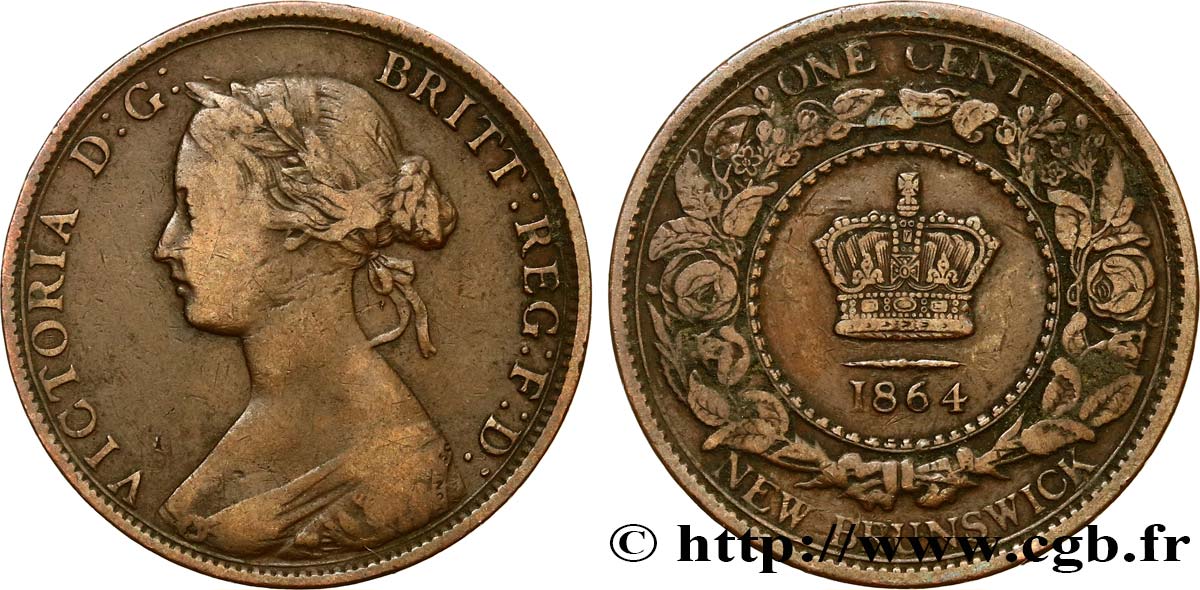 CANADA - NEW BRUNSWICK 1 Cent Victoria 1864  VF 
