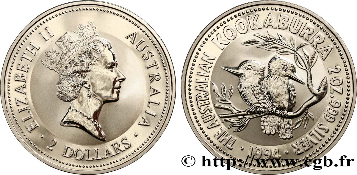 AUSTRALIA 2 Dollars Proof Kookaburra 1994  MS 