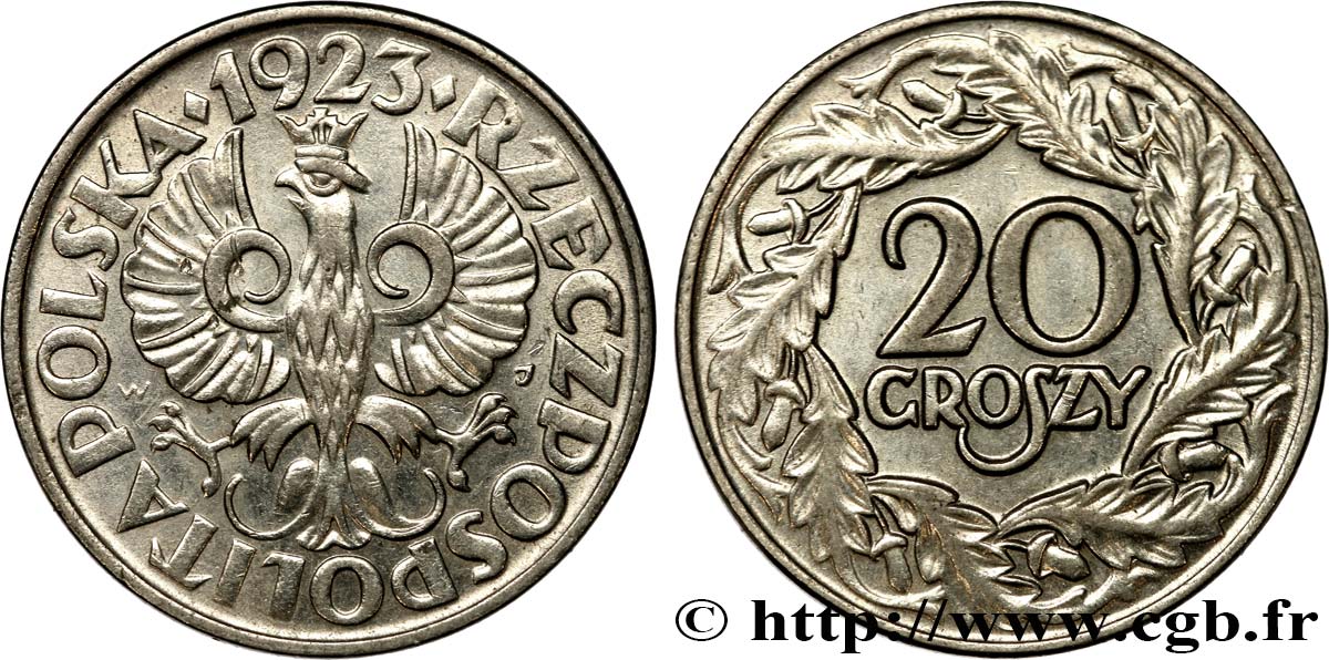 POLONIA 20 Groszy 1923  SPL 