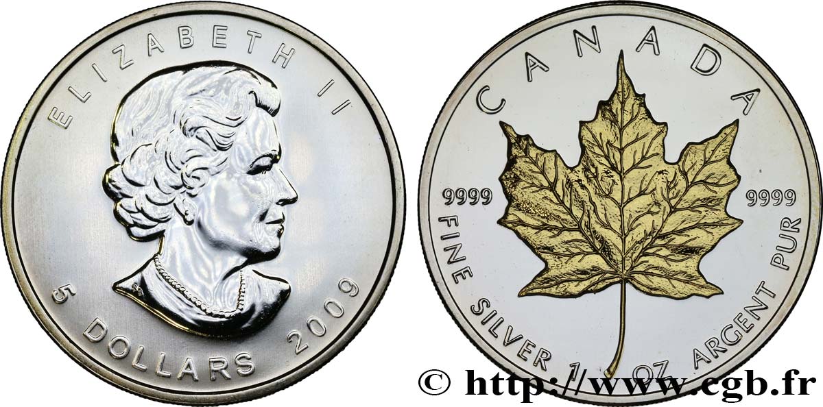 CANADá
 5 Dollars (1 once) Proof feuille d’érable 2009  SC 