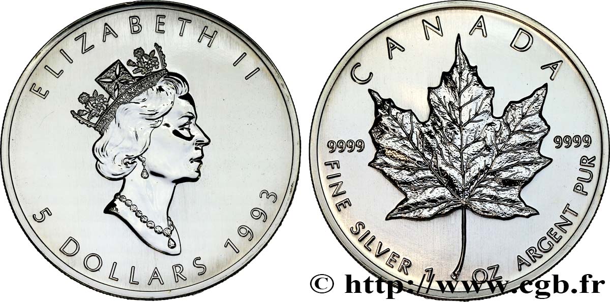 CANADA 5 Dollars (1 once) 1993  SPL 