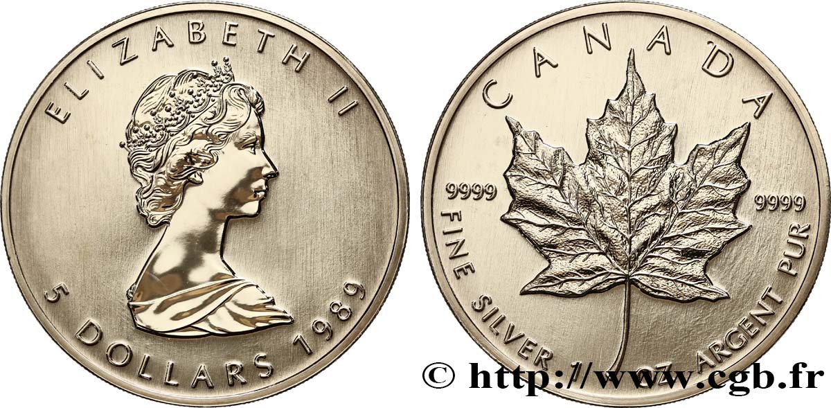 CANADA 5 Dollars (1 once) 1989  MS 