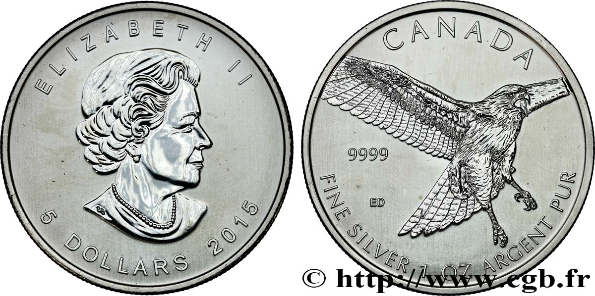CANADA 5 Dollars (1 once) Proof Rapace 2015  MS 