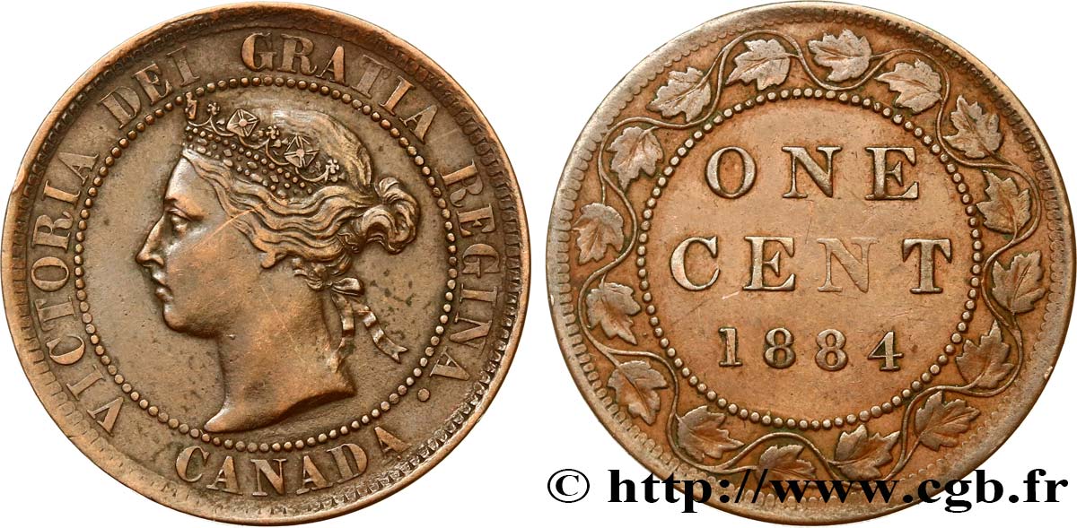 CANADA 1 Cent Victoria 1884  XF 
