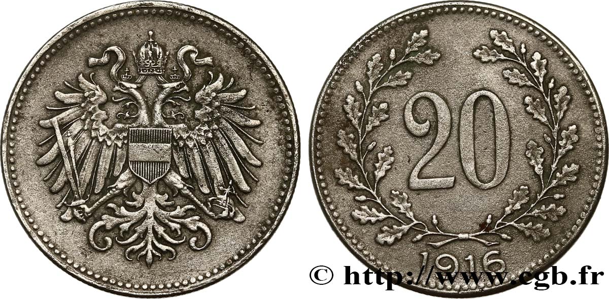 AUSTRIA 20 Heller 1916  SPL 