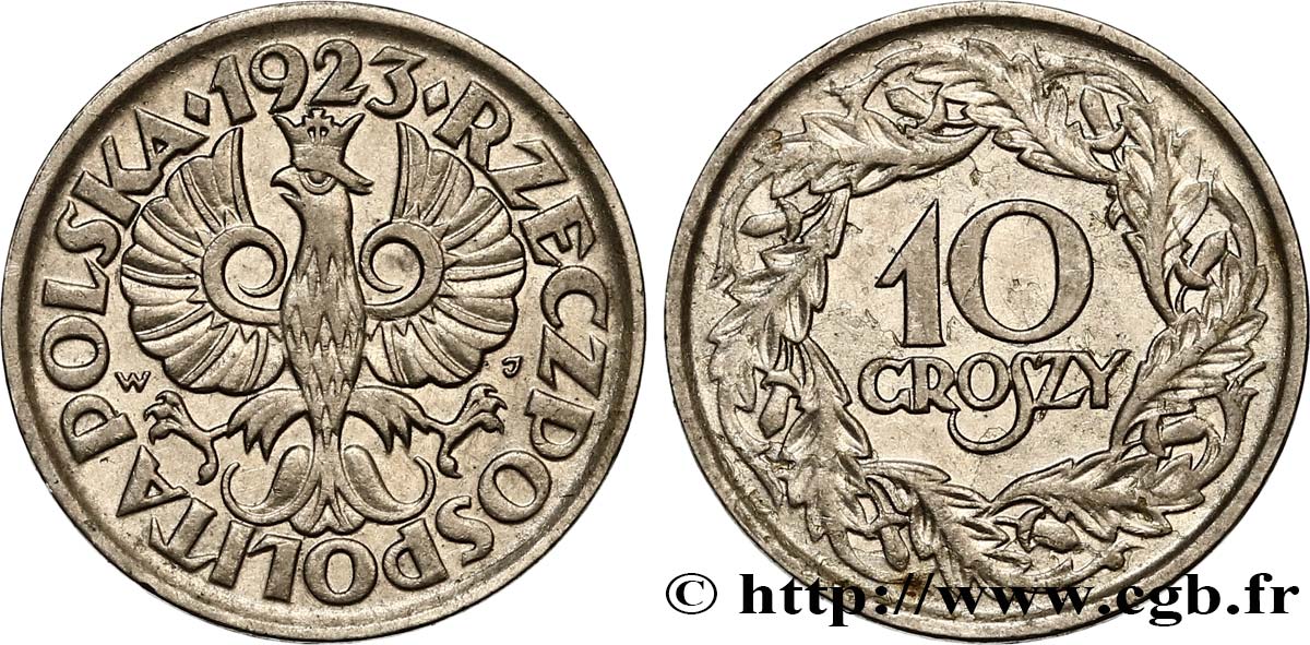 POLAND 10 Groszy 1923  AU 