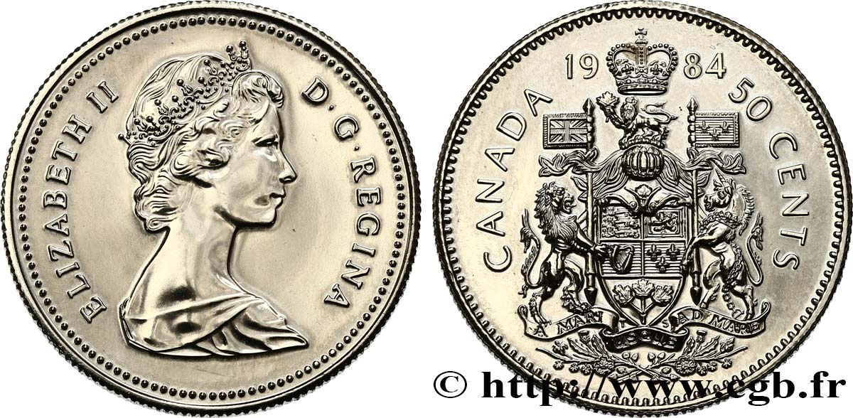 CANADA 50 Cents Elisabeth II / armes du Canada 1984  SPL 