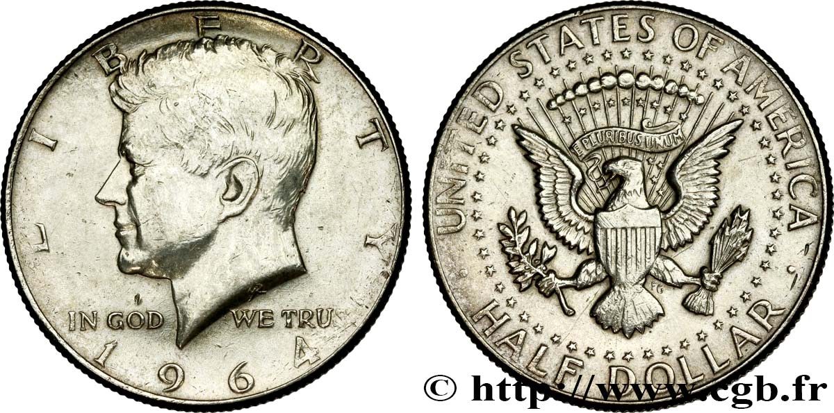 ESTADOS UNIDOS DE AMÉRICA 1/2 Dollar Kennedy 1964 Philadelphie MBC 