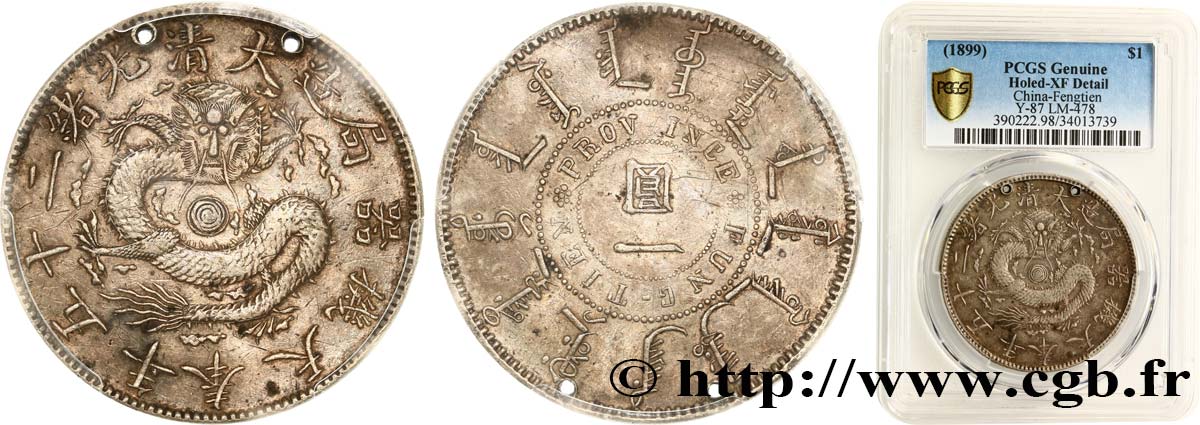 REPUBBLICA POPOLARE CINESE 1 Dollar province de Fengtien 1899 Pei Yang BB PCGS