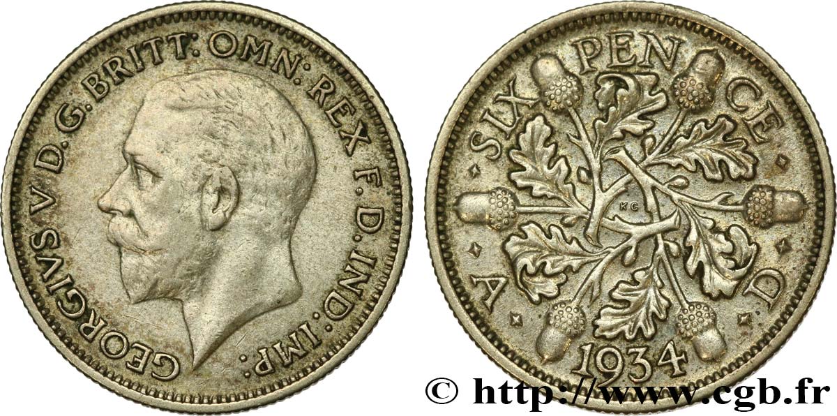 UNITED KINGDOM 6 Pence Georges V / 6 rameaux de chêne 1935  AU 