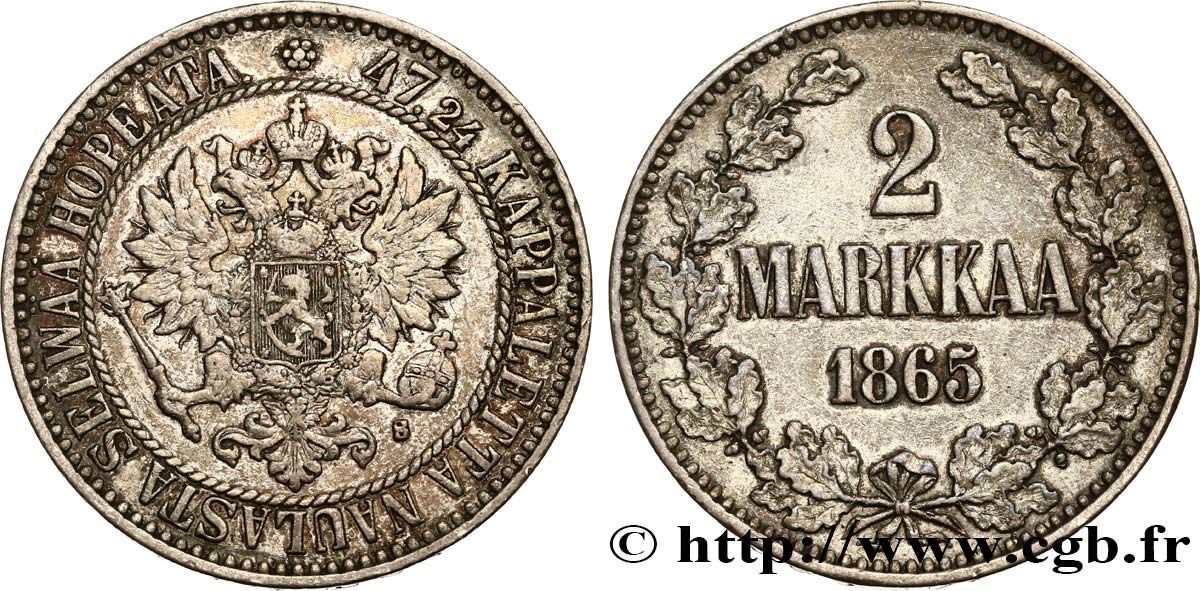 FINLANDIA 2 Markkaa 1865 Helsinki BB 