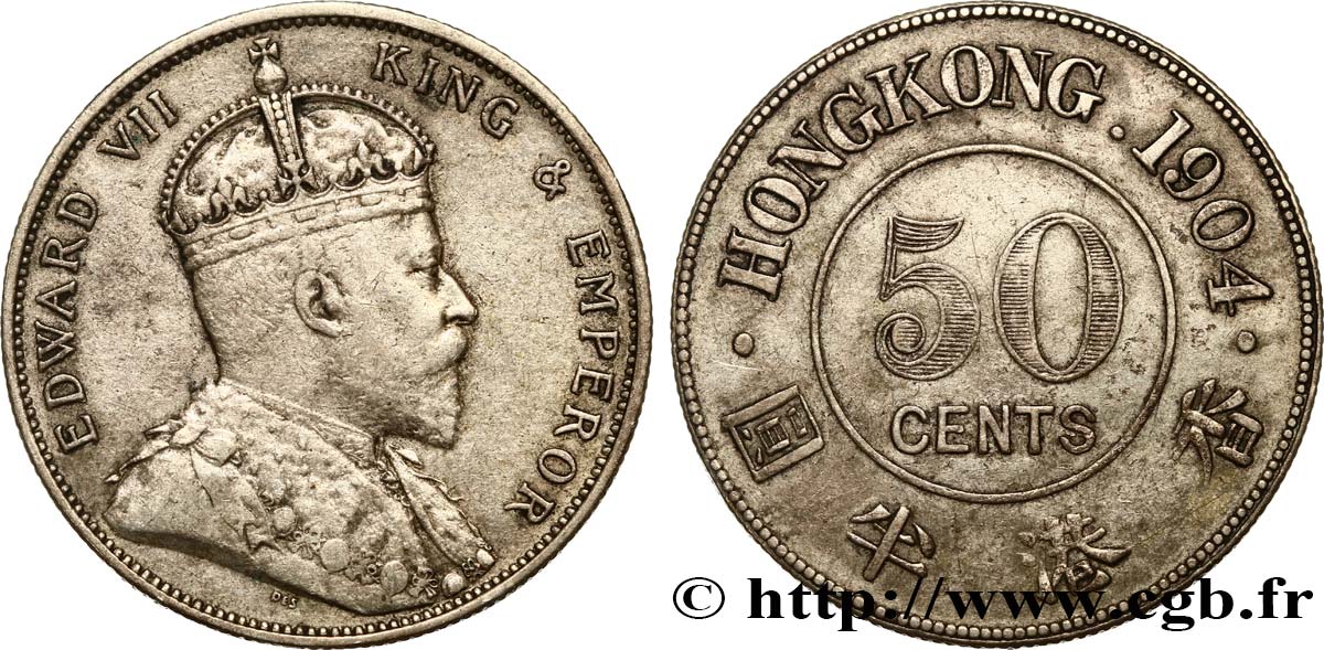 HONG KONG 50 Cents Edouard VII 1904  BB 