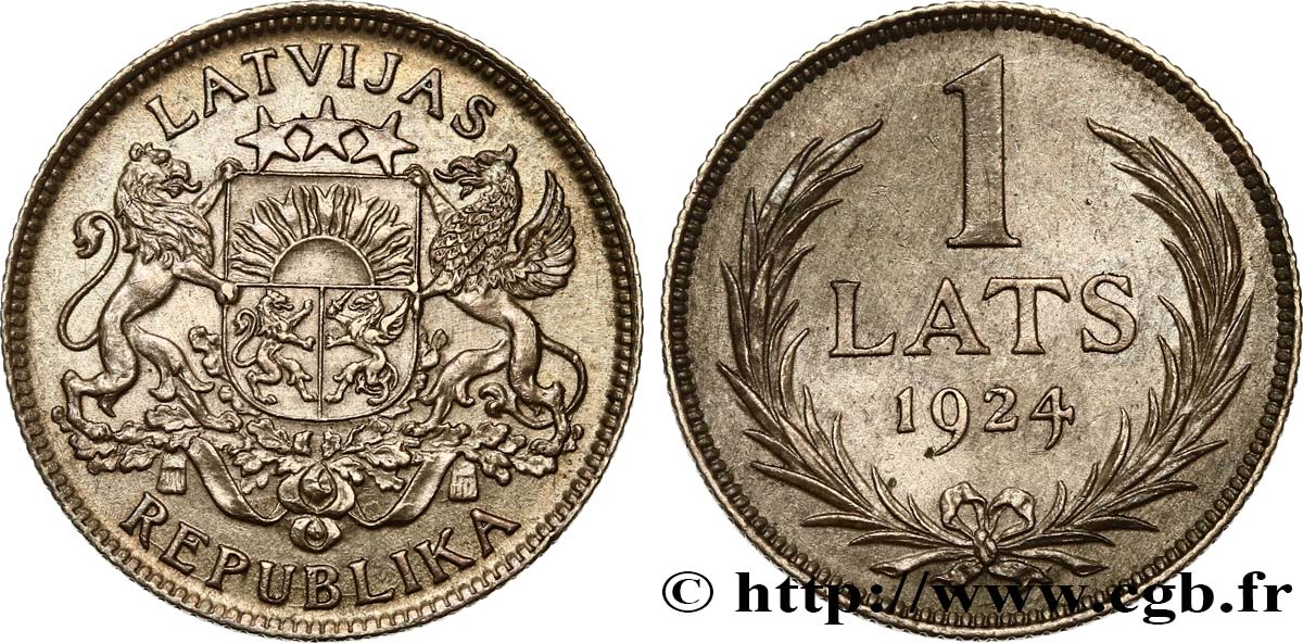 LETTONIA 1 Lats 1924  MS/SPL 